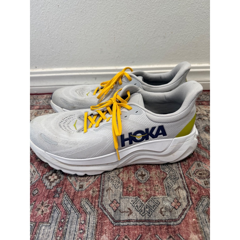 Hoka One One Arahi 6 Mens 13D Silver Yellow Navy Stability Running Shoes 1123194 - Picture 3 of 6